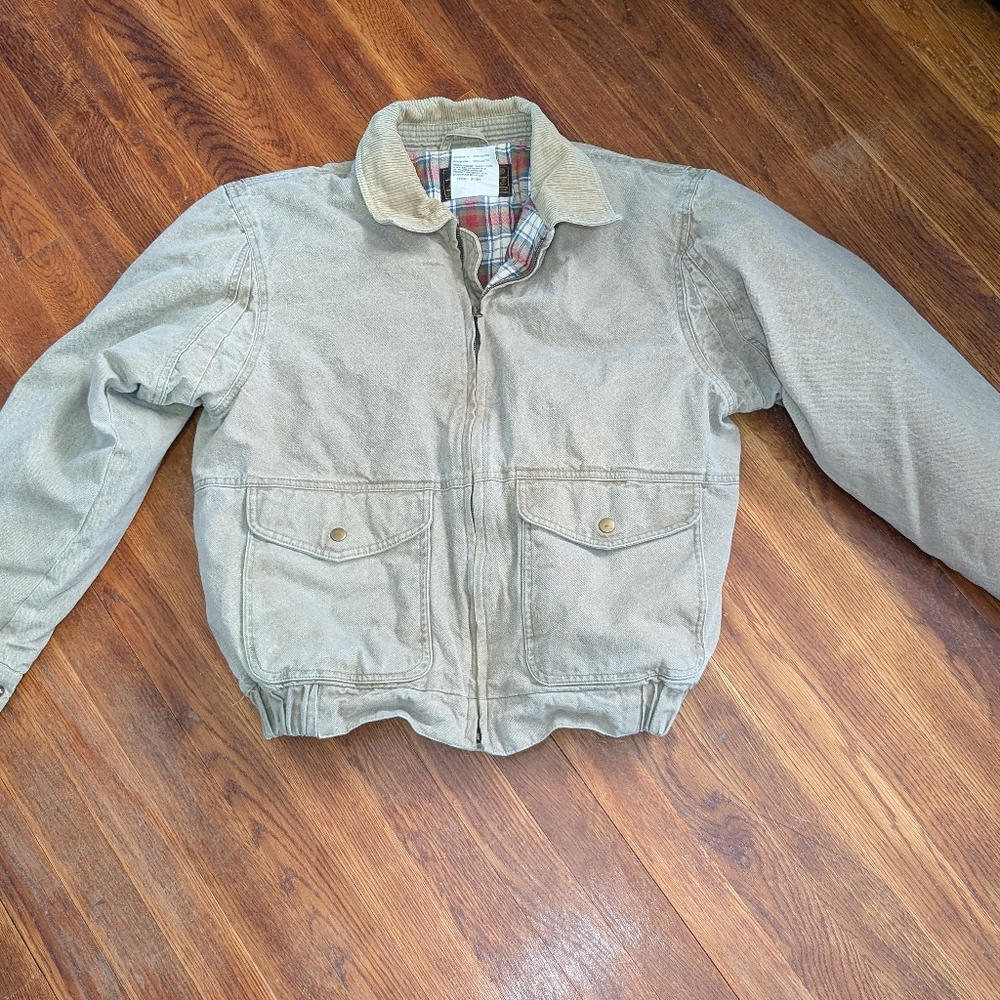 Eddie Bauer Tan Military Field Jacket Utility Style Goose Down